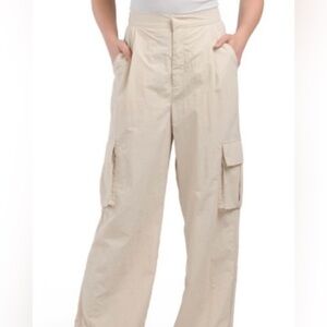 Wide Leg Cargo Pants in Beige
